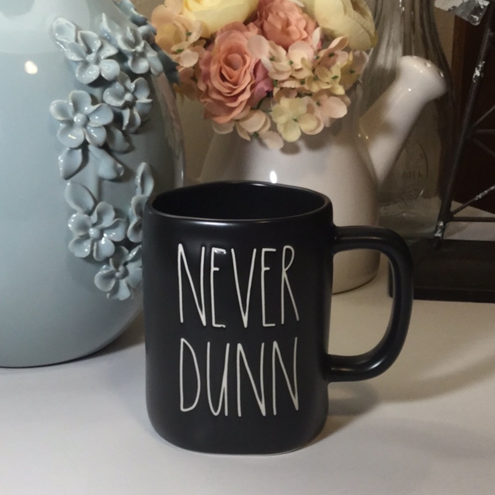 Rae Dunn NEVER DUNN Black Mug